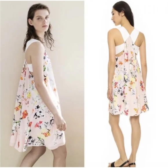 Club Monaco Rosan 100% Silk Black Side Banded Sleeveless Trapeze Dress Size 8 - Picture 7 of 8